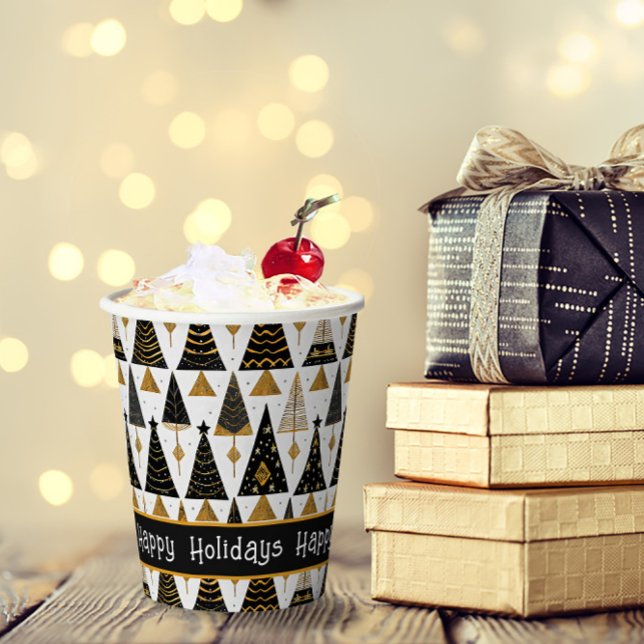 Black Gold Christmas Merry Pattern#25 ID1009 Paper Cups (Creator Uploaded)
