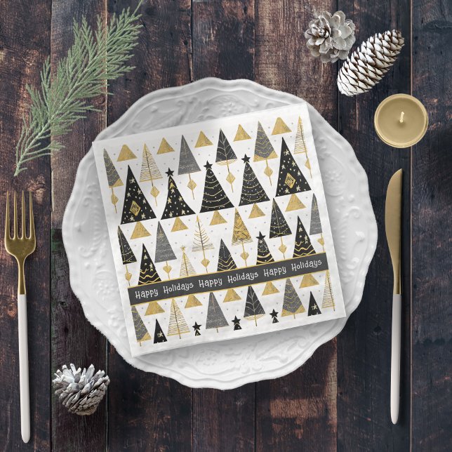 Black Gold Christmas Merry Pattern#25 ID1009 Paper Dinner Napkins (Creator Uploaded)