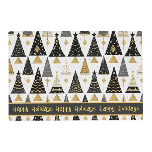 Black Gold Christmas Merry Pattern25 ID1009 Placemat
