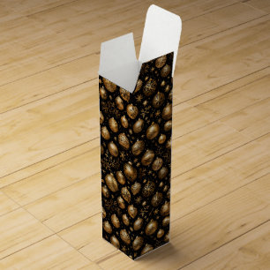 Black & Gold Christmas Ornament Pattern Wine Box