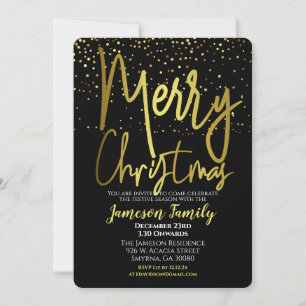 Black Gold Christmas Party Invitation