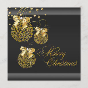Black Gold Christmas Party Invitation