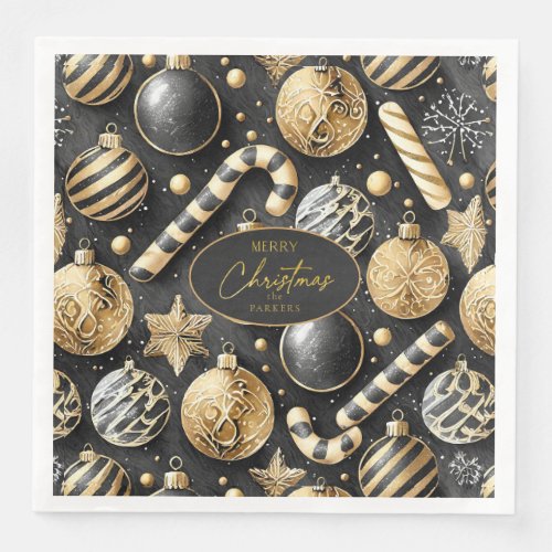 Black Gold Christmas Pattern12 ID1009 Paper Dinner Napkins