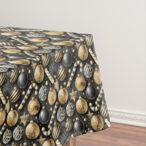 Black Gold Christmas Pattern12 ID1009 Tablecloth