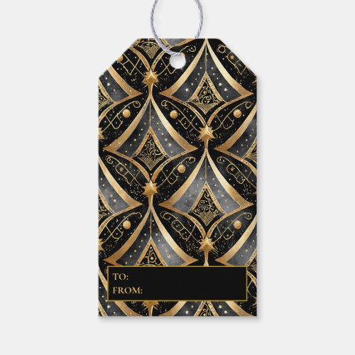 Black Gold Christmas Pattern15 ID1009  Gift Tags