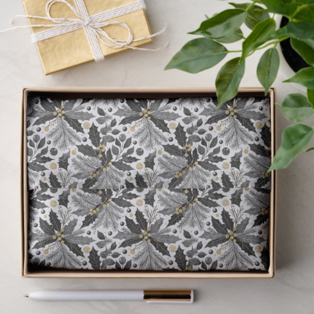 Black Gold Christmas Pattern#17 ID1009 Tissue Paper (Gift)