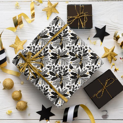 Black Gold Christmas Pattern17 ID1009 Wrapping Paper