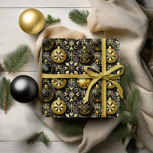 Black Gold Christmas Pattern#20 ID1009 Wrapping Paper