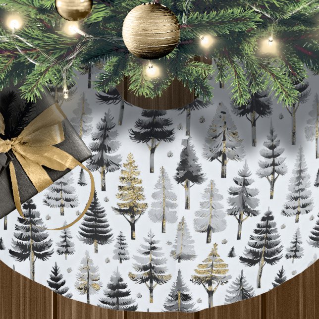 Black Gold Christmas Pattern#26 ID1009 Brushed Polyester Tree Skirt (Creator Uploaded)