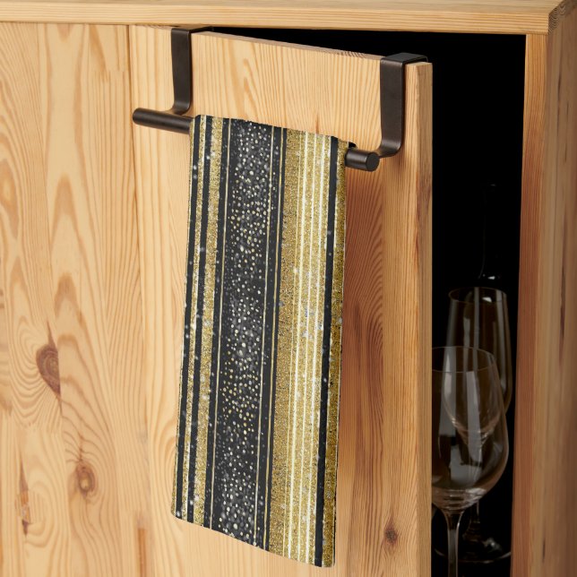 Black Gold Christmas Pattern#28 ID1009 Kitchen Towel (Thirds Fold)