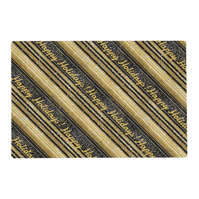Black Gold Christmas Pattern#28 ID1009 Placemat (Front)