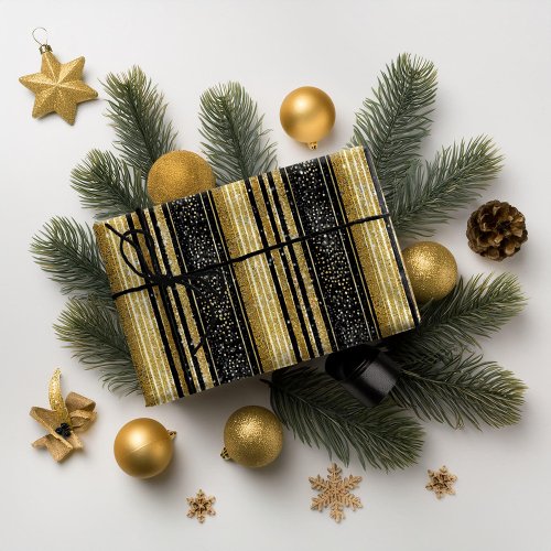 Black Gold Christmas Pattern28 ID1009 Wrapping Paper