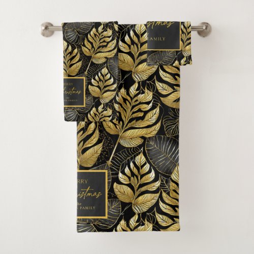 Black Gold Christmas Pattern29 ID1009 Bath Towel Set