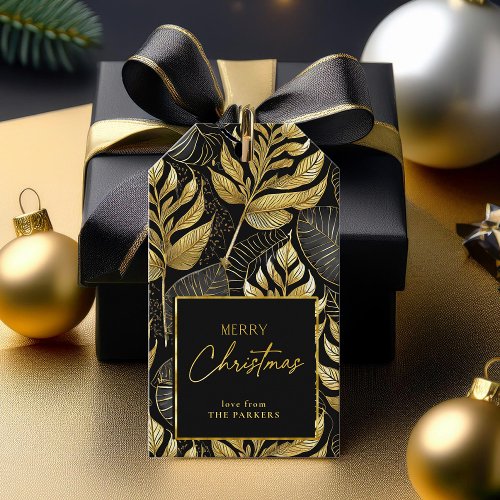 Black Gold Christmas Pattern29 ID1009 Gift Tags