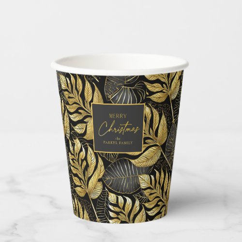 Black Gold Christmas Pattern29 ID1009 Paper Cups