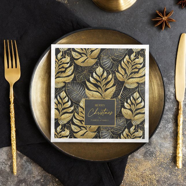 Black Gold Christmas Pattern#29 ID1009 Paper Dinner Napkins (Creator Uploaded)