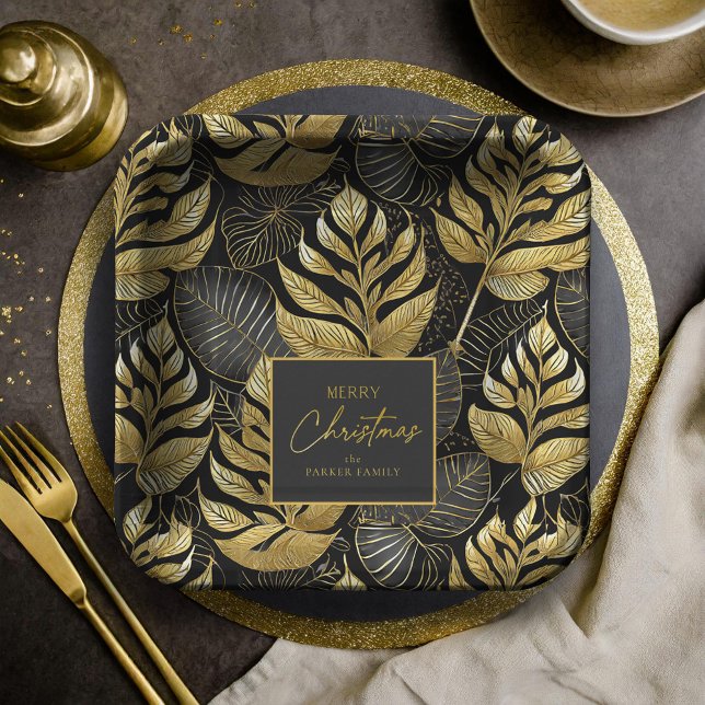 Black Gold Christmas Pattern#29 ID1009 Paper Plates (Creator Uploaded)