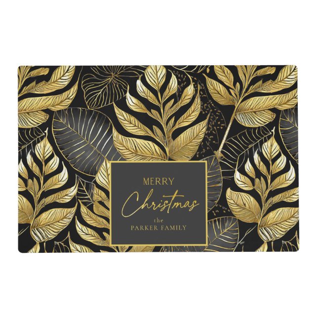Black Gold Christmas Pattern#29 ID1009 Placemat (Front)