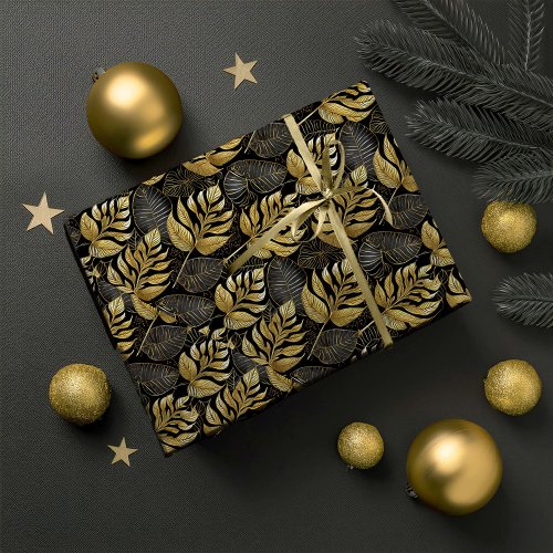 Black Gold Christmas Pattern29 ID1009 Wrapping Paper