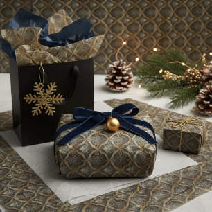 Black Gold Christmas Pattern#31 ID1009 Tissue Paper