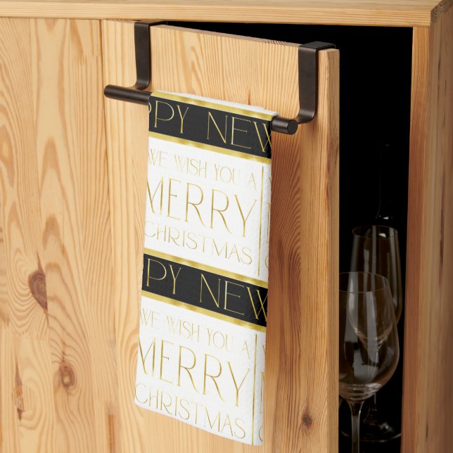Black Gold Christmas Pattern#35 ID1009 Kitchen Towel (Thirds Fold)