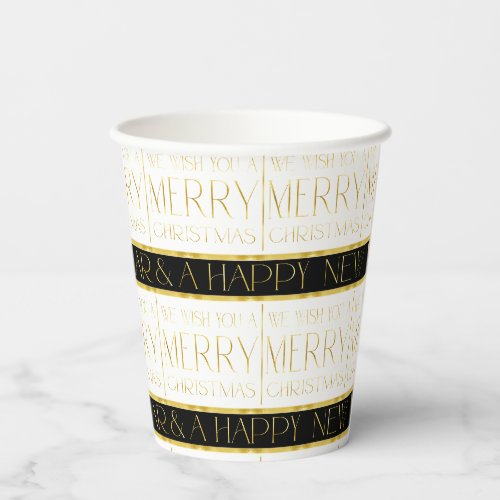 Black Gold Christmas Pattern35 ID1009 Paper Cups