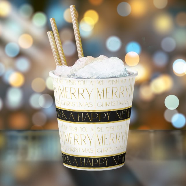 Black Gold Christmas Pattern#35 ID1009 Paper Cups (Creator Uploaded)