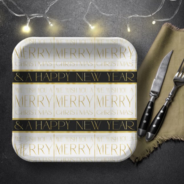 Black Gold Christmas Pattern#35 ID1009 Paper Plates (Creator Uploaded)