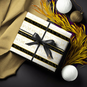 Black Gold Christmas Pattern#35 ID1009 Wrapping Paper