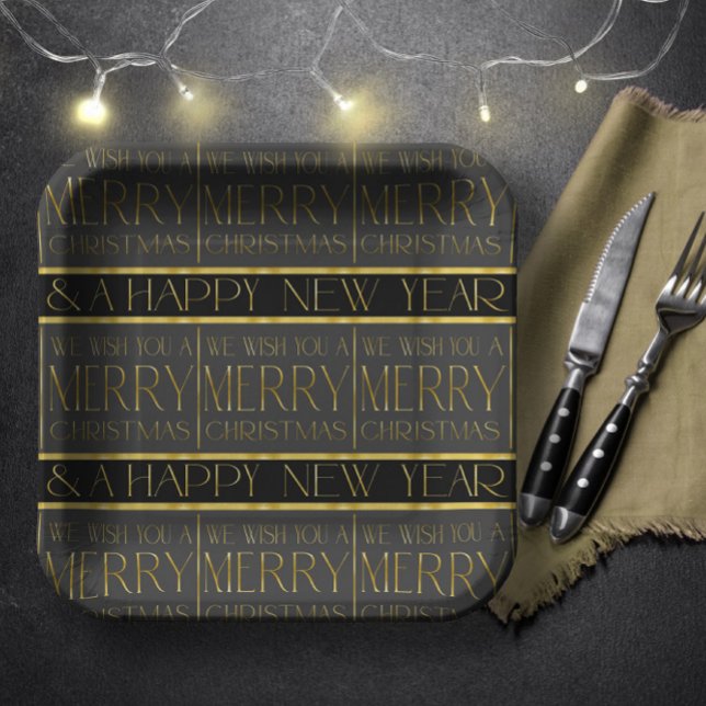 Black Gold Christmas Pattern#35b ID1009 Paper Plates (Creator Uploaded)