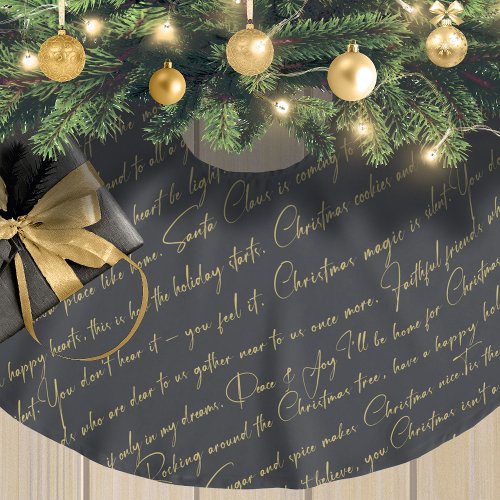 Black Gold Christmas Pattern36 ID1009 Brushed Polyester Tree Skirt