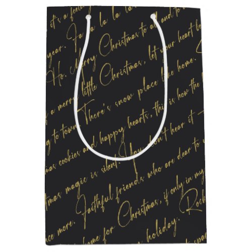Black Gold Christmas Pattern36 ID1009 Medium Gift Bag