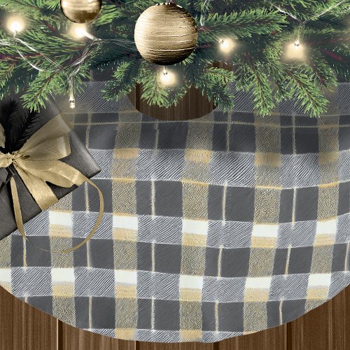 Black Gold Christmas Pattern7 ID1009 Brushed Polyester Tree Skirt