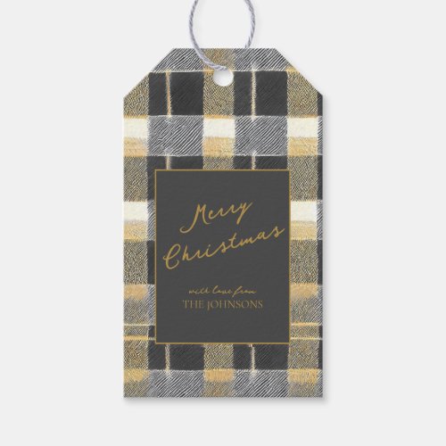 Black Gold Christmas Pattern7 ID1009 Gift Tags