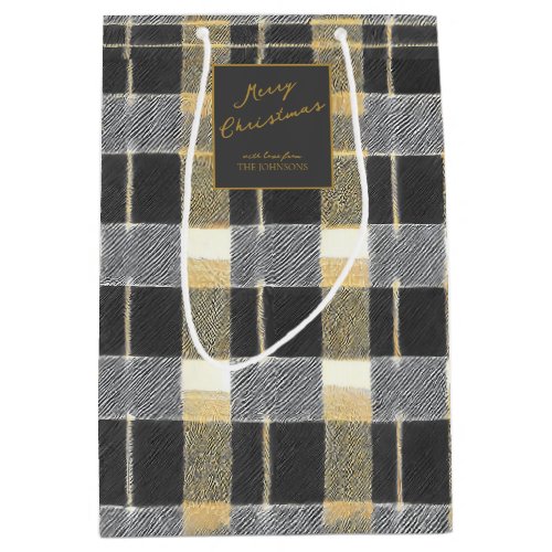 Black Gold Christmas Pattern7 ID1009 Medium Gift Bag