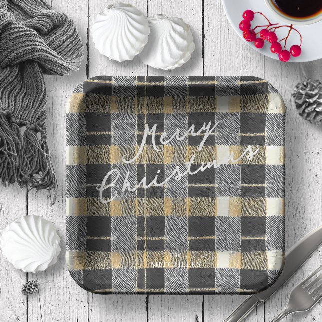 Black Gold Christmas Pattern#7 ID1009 Paper Plates (Creator Uploaded)