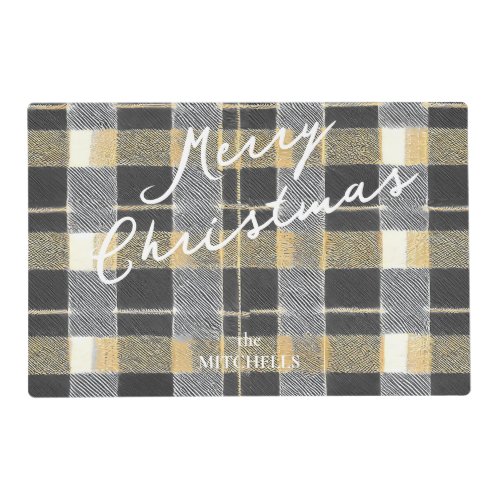 Black Gold Christmas Pattern7 ID1009 Placemat