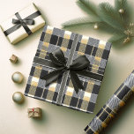 Black Gold Christmas Pattern#7 ID1009 Wrapping Paper<br><div class="desc">If you are wondering what color combinations to pick for your Christmas decor and gift wrap supplies this year, I've created collections of coordinating patterns to make life just a bit easier. This modern, cozy-looking plaid design, perfect for him, is shown here in a black and gold color palette. Search...</div>
