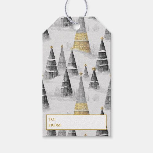 Black Gold Christmas Pattern8 ID1009 Gift Tags