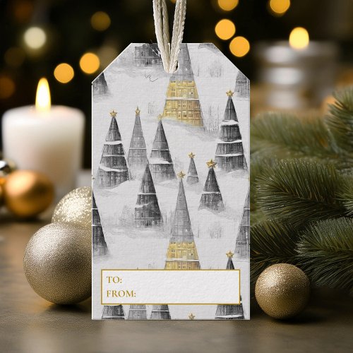 Black Gold Christmas Pattern8 ID1009 Gift Tags