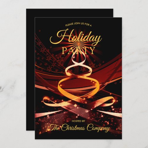 Black Gold Christmas Tree Corporate Holiday Party Invitation