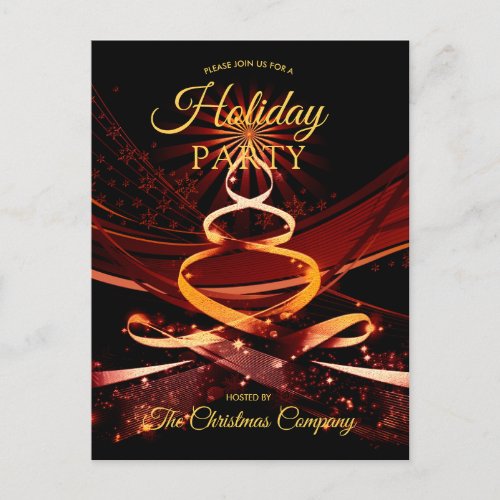 Black Gold Christmas Tree Corporate Holiday Party Postcard