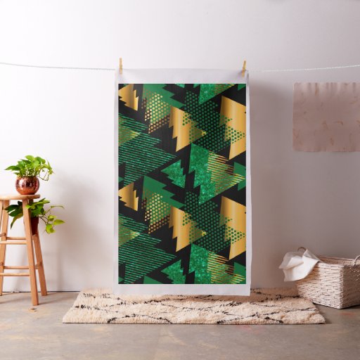 black gold christmas trees fabric