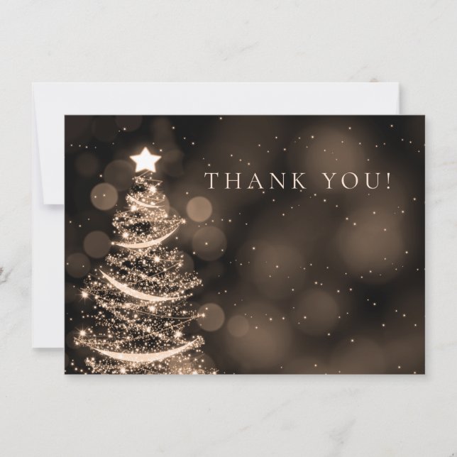 Black & Gold Christmas Wedding Thank You Note (Front)