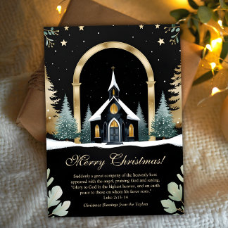 Black Gold Church Bible Verse Christian Christmas Holiday Card
