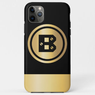 Black Gold Circle Custom Initial Monogram iPhone 11 Pro Max Case