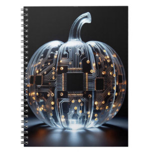 Black Gold Circuit Board Glass Pumpkin Notebook