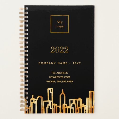 Black gold city skyline business logo 2024 planner