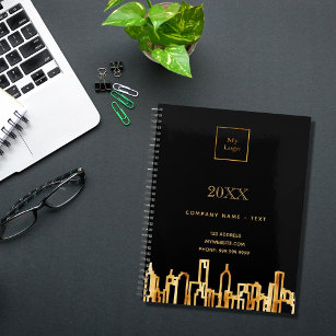 Black gold city skyline business logo 2024 planner