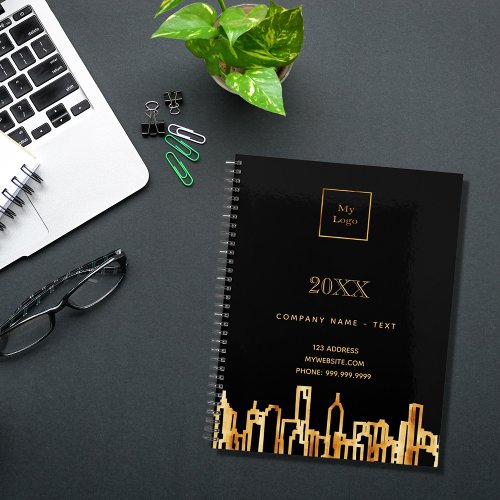 Black gold city skyline business logo 2025 planner